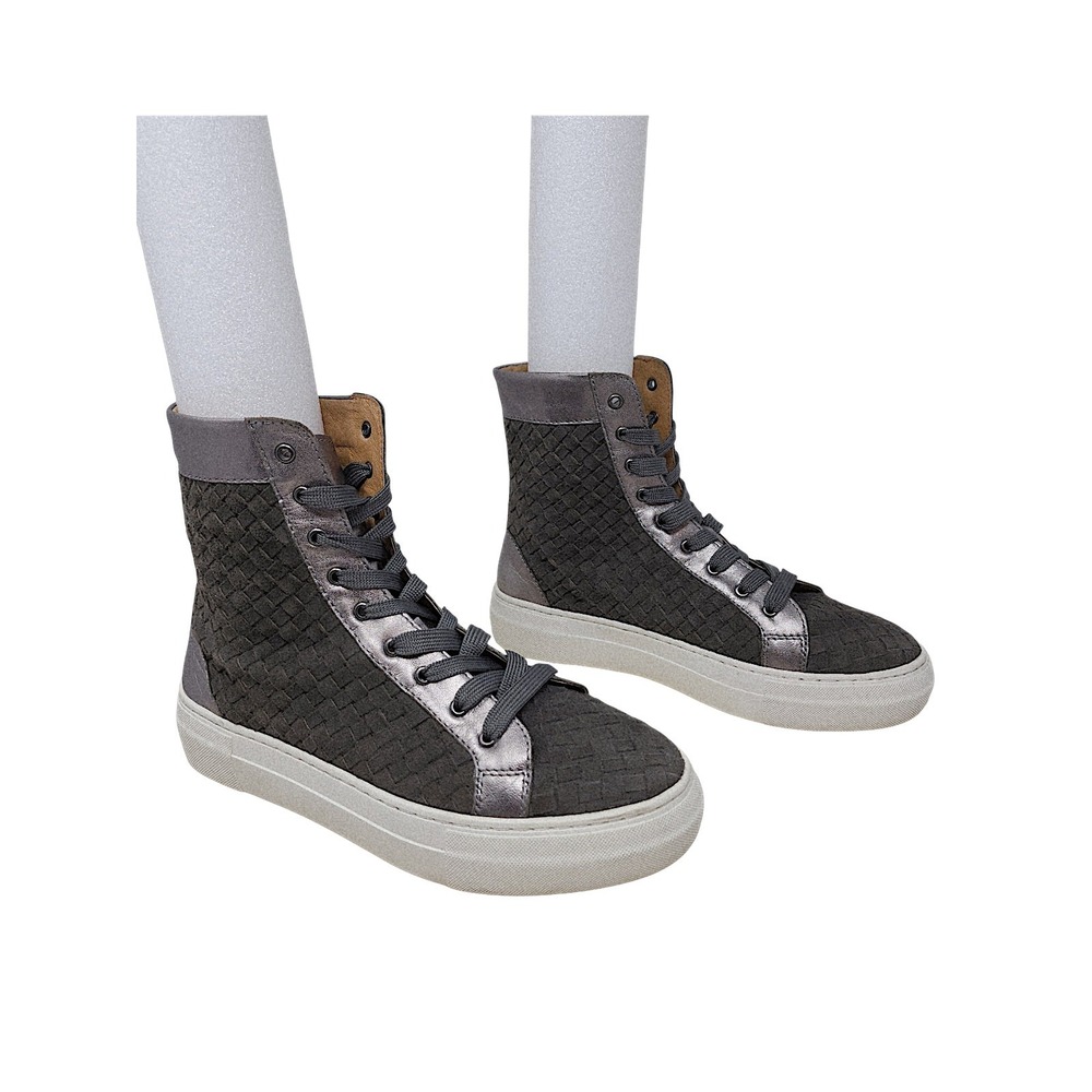 Marc Nolan High Top 7 Mens Gray Woven Suede Chancellor Magnus Sneaker Urban Edgy